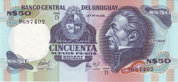 乌拉圭 Pick 61 ND1978-87年版50 Nuevos Pesos 纸钞 