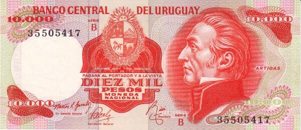 乌拉圭 Pick 53b ND1974年版1000 Pesos 纸钞 