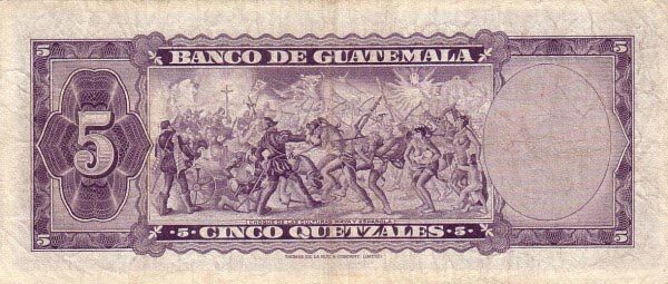危地马拉Pick 053 1969.1.3年版5 Quetzales 纸钞_危地马拉纸钞_美洲纸 