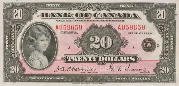 加拿大 Pick 046 1935年版20 Dollars 纸钞 