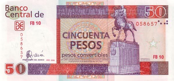 古巴 Pick FX51 2006年版50 Pesos Convertibles 纸钞 