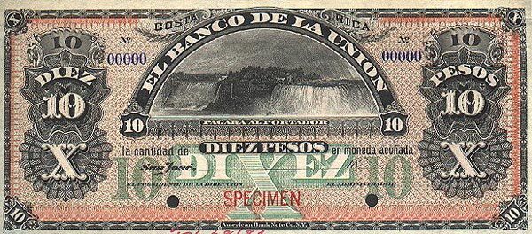 哥斯达黎加 Pick S224s 1887年版10 Pesos 纸钞 