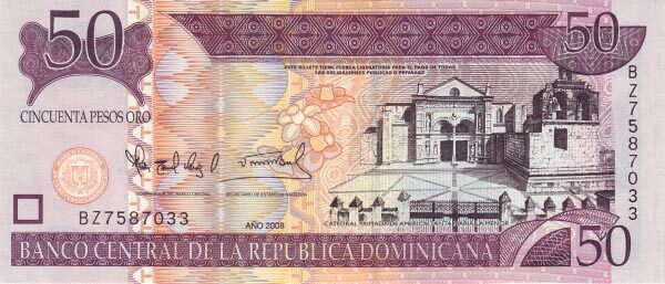 多米尼加 Pick New 2008年版50 Pesos Oro 纸钞 