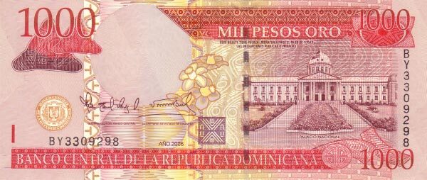 多米尼加 Pick New 2006年版1000 Pesos Oro 纸钞 