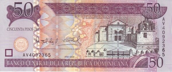 多米尼加 Pick 176 2006年版50 Pesos Oro 纸钞 