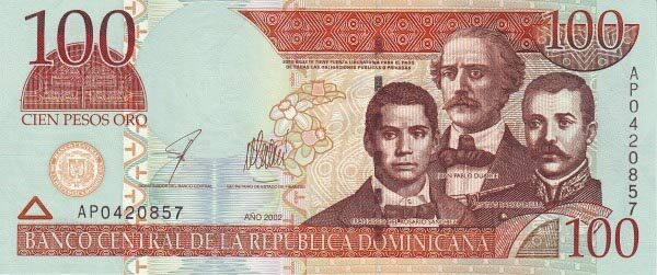 多米尼加 Pick 175 2002年版100 Pesos Oro 纸钞 