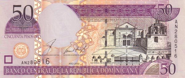 多米尼加 Pick 170 2002年版50 Peso Oro 纸钞 