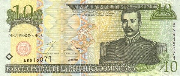 多米尼加 Pick 159 2000年版10 Pesos Oro 纸钞 