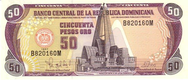 多米尼加 Pick 155 1997年版50 Pesos Oro 纸钞 
