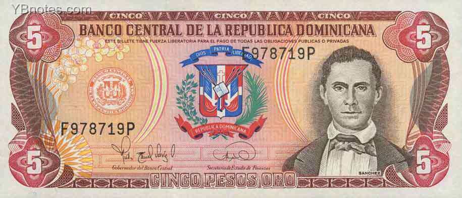多米尼加 Pick 147 1995年版5 Peso Oro 纸钞 