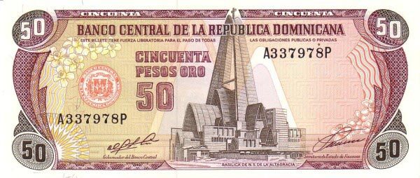 多米尼加 Pick 135 1991年版50 Pesos Oro 纸钞 