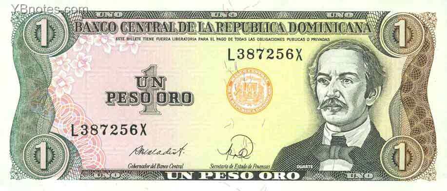 多米尼加 Pick 126 1988年版1 Peso Oro 纸钞 