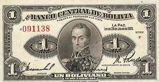 玻利维亚 Pick 119 L.1928年版1 Boliviano 纸钞 