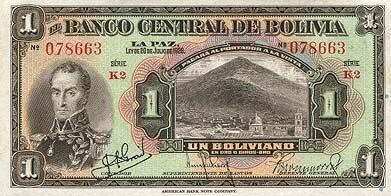 玻利维亚 Pick 118 L.1928年版1 Boliviano 纸钞 