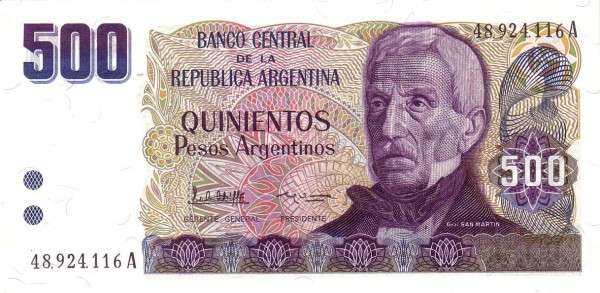 阿根廷 Pick 316 ND1984年版500 Pesos Argentinos 纸钞 