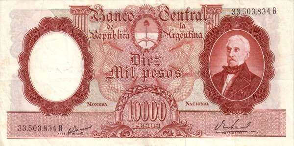 阿根廷 Pick 281b ND1961-69年版10000 Pesos 纸钞 