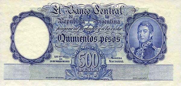 阿根廷 Pick 268A L.1935年版500 Pesos 纸钞 