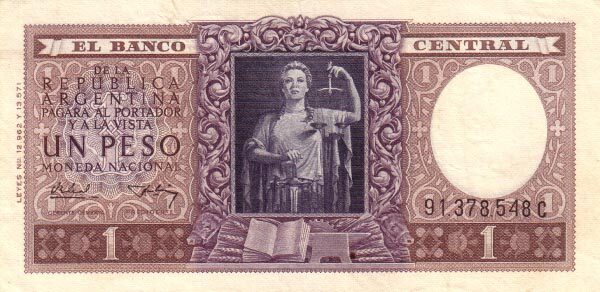 阿根廷 Pick 263a ND1952年版1 Peso 纸钞 