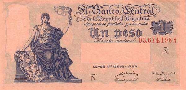 阿根廷 Pick 262 ND1951年版1 Peso 纸钞 