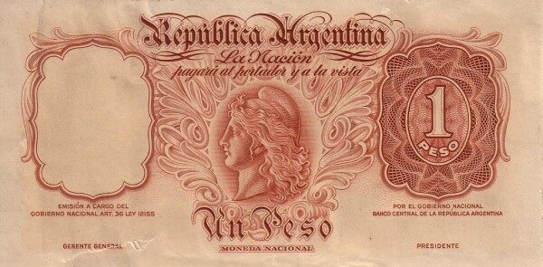 阿根廷 Pick 249A ND年版1 Peso 纸钞 