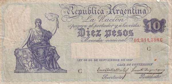 阿根廷 Pick 245c ND1933-35年版10 Pesos 纸钞 