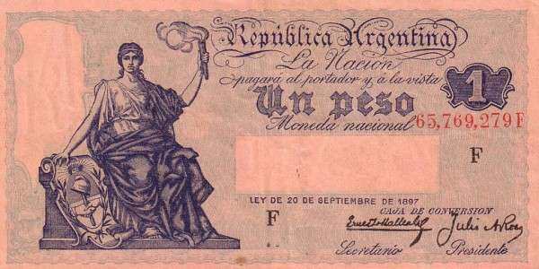 阿根廷 Pick 243c ND1932-35年版1 Peso 纸钞 