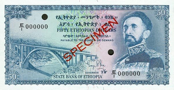 埃塞俄比亚 Pick 22s ND1961年版50 Dollars 纸钞 