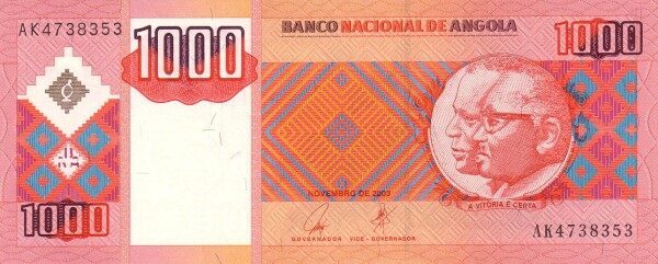 安哥拉 Pick 150 2003.11年版1000 Kwanzas 纸钞 