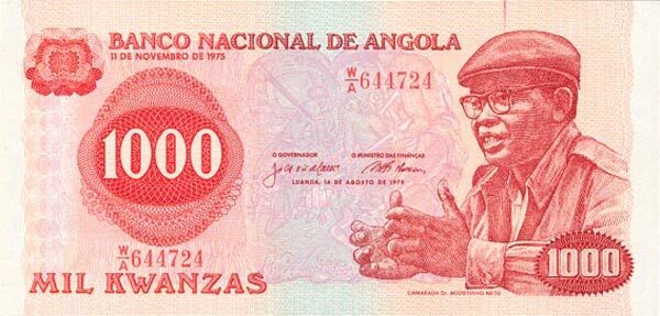 安哥拉 Pick 117 1979.8.14年版1000 Kwanzas 纸钞 