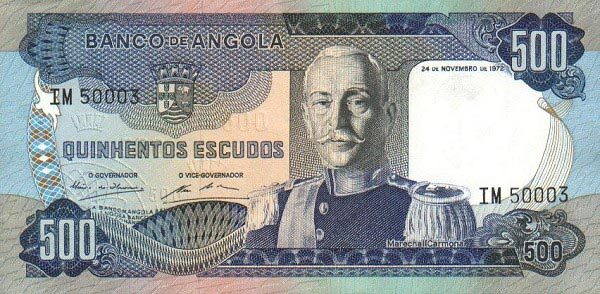 安哥拉 Pick 102 1972年版500 Escudos 纸钞 