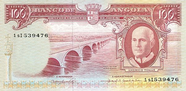 安哥拉 Pick 094 1962.6.10年版100 Escudos 纸钞 