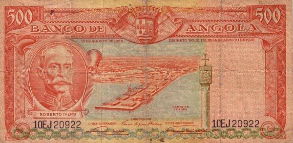 安哥拉 Pick 090 1956.8.15年版500 Escudos 纸钞 