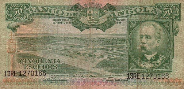 安哥拉 Pick 088 1956.8.15年版50 Escudos 纸钞 