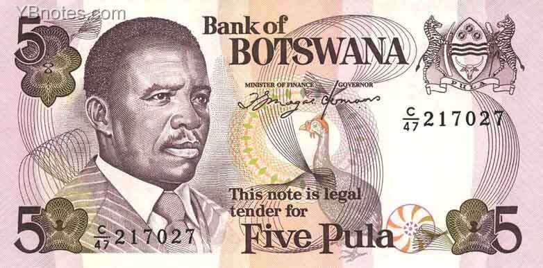 博茨瓦纳 Pick 11a ND1992年版5 Pula 纸钞 