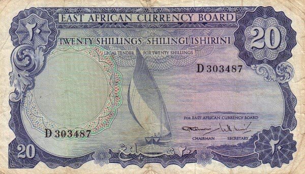 东非 Pick 47 ND1964年版20 Shillings 纸钞 