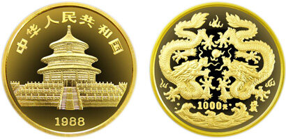 中国戊辰(龙)生肖金币：12盎司金龙