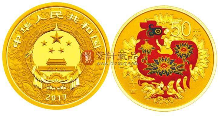 2017鸡年纪念币-面值50元--3克圆形彩色金币.jpg