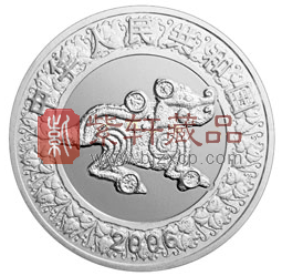 “犬吠水声中，桃花带雨浓”2006 丙戍（狗）年1盎司彩色纪念银币！
