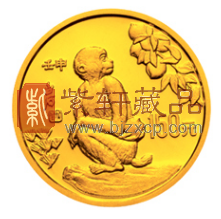 齐白石幽默“白猿献桃”中国现代金银币上的中国名画！