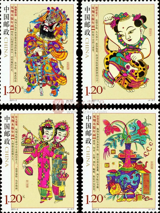 春节(小型张) 在后来十余年时间里又陆续发行了各地木版年画系列邮票