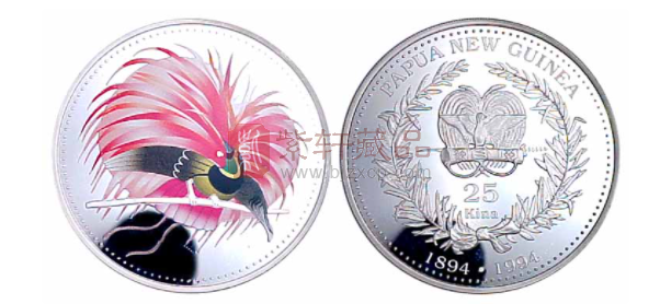 巴布亚新几内亚1994年天堂鸟彩色银币