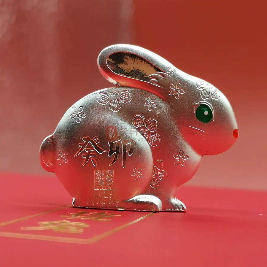 3D立体玲珑兔异形银章