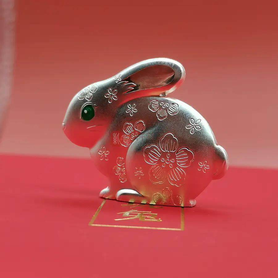 3D立体玲珑兔异形银章