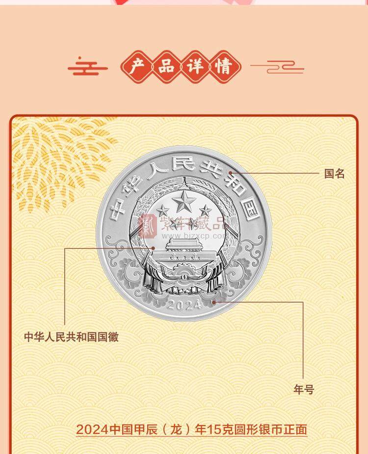 2024甲辰（龙）年生肖圆形金银纪念币