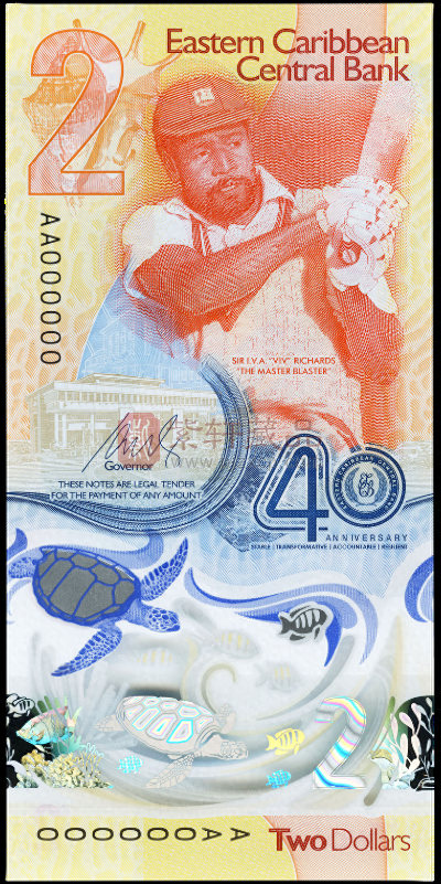 2024年最佳纪念钞入围钞票欣赏：东加勒比2元纪念钞（图）