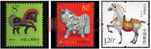 从左到右依次为一、二、三轮马邮票 从左到右依次为一、二、三轮马邮票